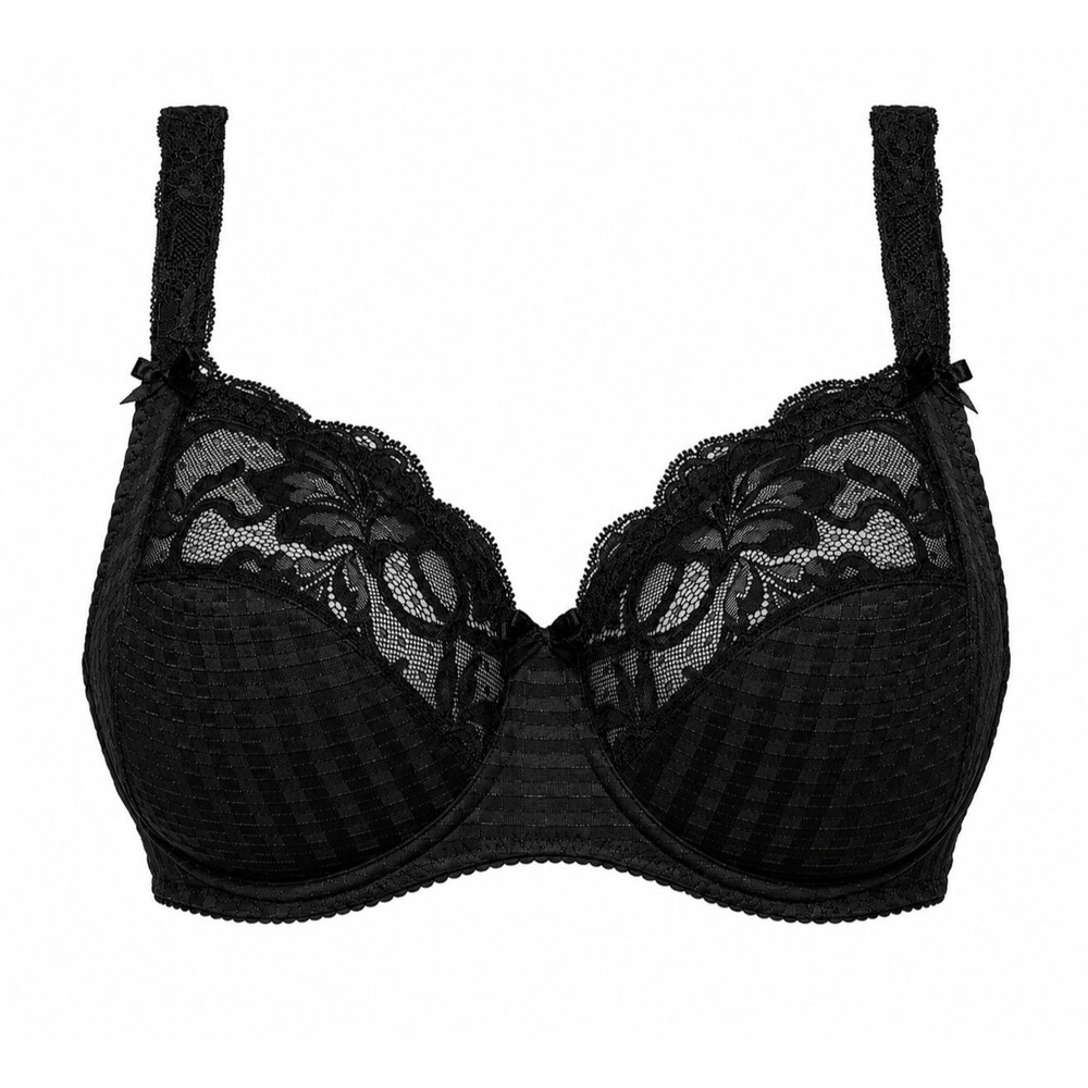 PrimaDonna Madison Full Cup Underwire Bra Black Gingham Lace Unlined NWT 44DD